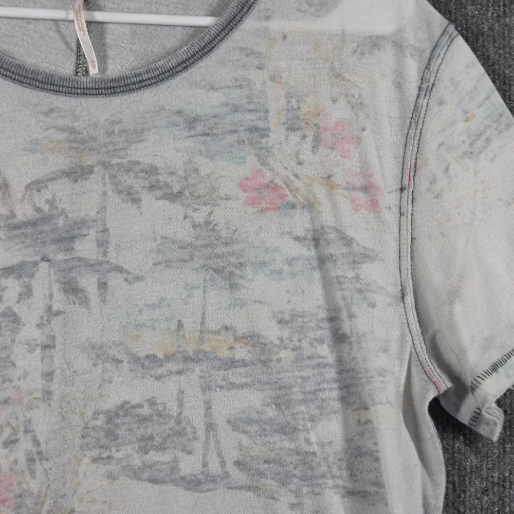 Free People Top Womens Extra Small Graphic TeeTropical Palm Tree‎ Burnout Boho